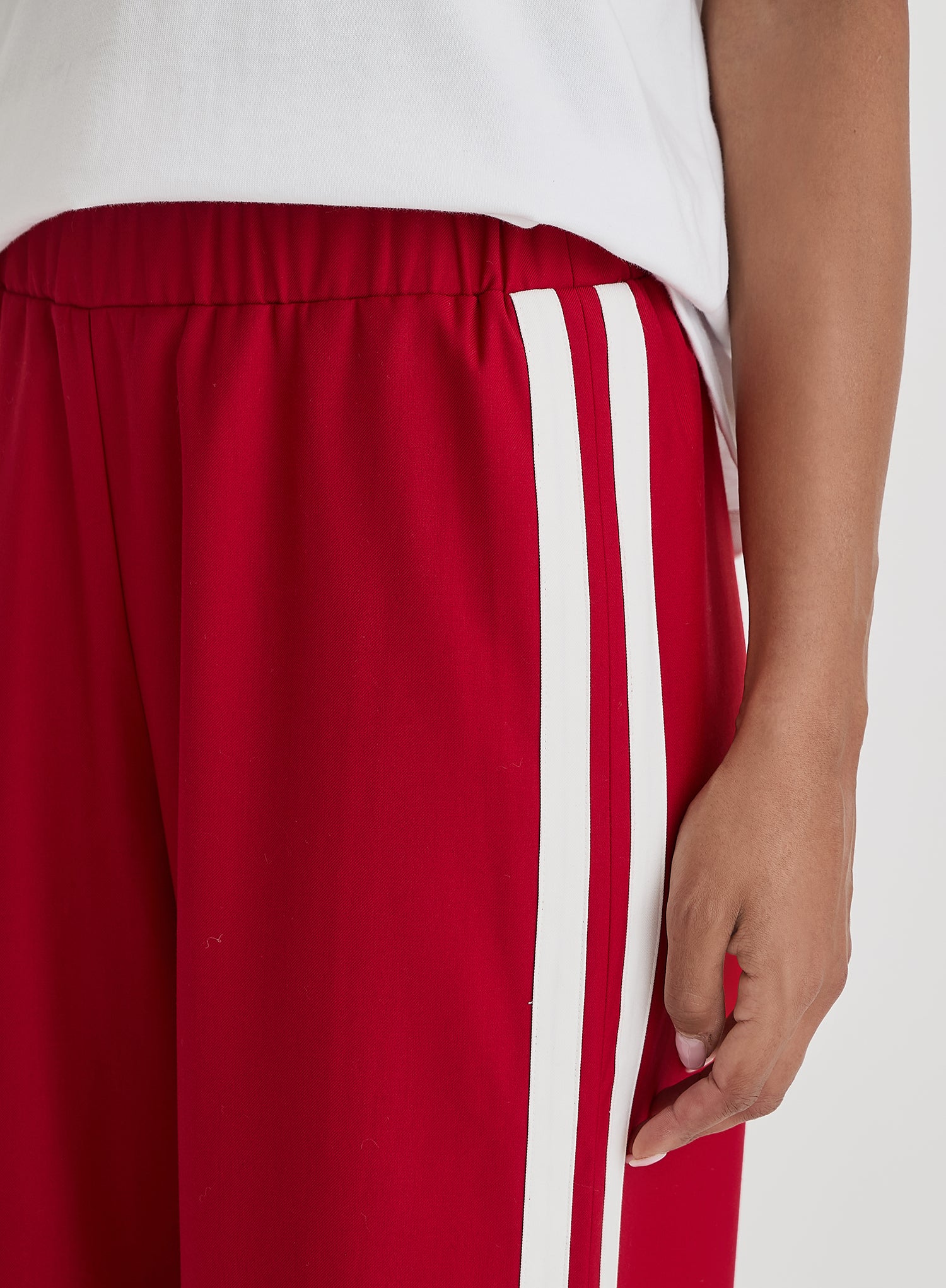 Red Side Stripe Wide Leg Trouser